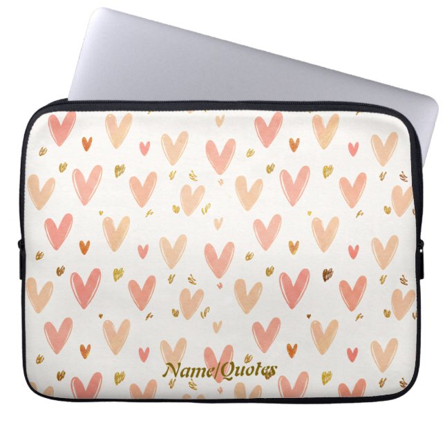 Soft Pink Hearts Seamless Pattern Laptop Fodral (Framsidan)
