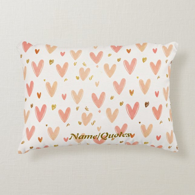 Soft Pink Hearts Seamless Pattern Prydnadskudde (Framsidan)