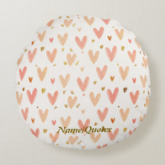 Soft Pink Hearts Seamless Pattern Rund Kudde