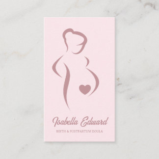 Soft Pink Maternity Doula Identity Illustration Visitkort