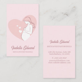 Soft Pink Maternity Doula Identity Illustration Visitkort