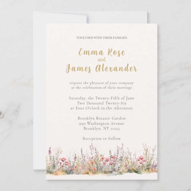 Soft Pink Minimalist Floral Wedding Invitation Inbjudningar (Framsida)