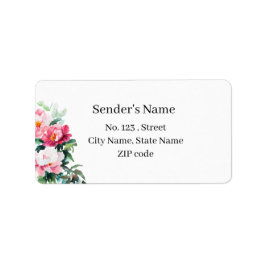 Soft Pink Peony & Eucalyptus Floral Return Address Adressetikett