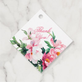 Soft Pink Peony & Eucalyptus Floral Wedding Gåvor Etiketter