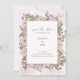 Soft Pink Peony Wedding Invitation Spara Datumet