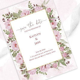 Soft Pink Peony Wedding Save the Date Card Spara Datumet
