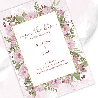 Soft Pink Peony Wedding Save the Date Card Spara Datumet
