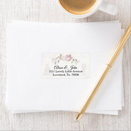 Soft Pink Roses & Bride and Groom Collection Adressetikett