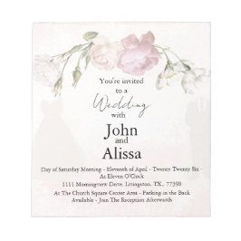 Soft Pink Roses & Bride and Groom Collection Anteckningsblock