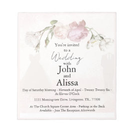 Soft Pink Roses & Bride and Groom Collection Notep Anteckningsblock