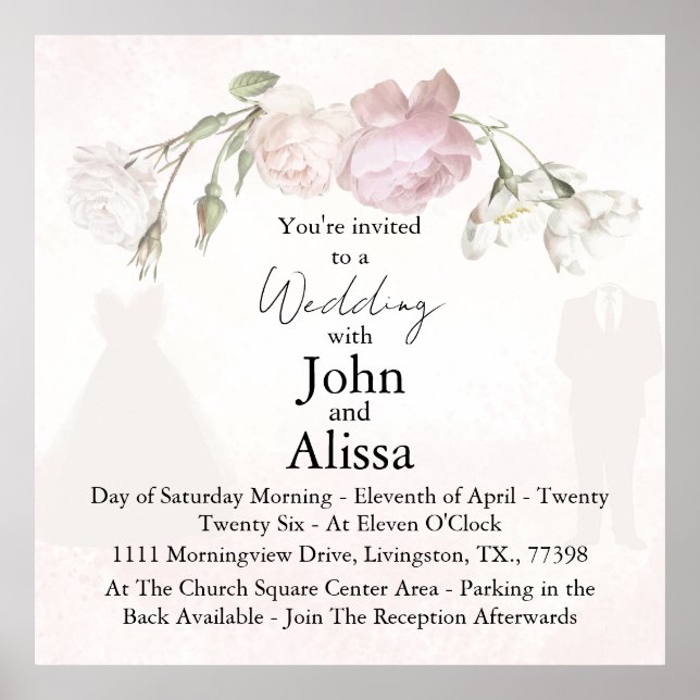 Soft Pink Roses & Bride and Groom Collection Poster (Framsidan)