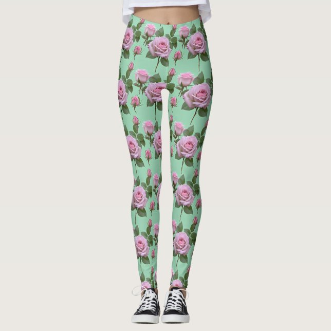 Soft Pink Roses With Subtle Lavender Highlights  Leggings (Framsida)