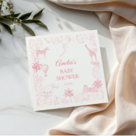 Soft Pink Safari Jungle Animals Baby Shower Pappersservett