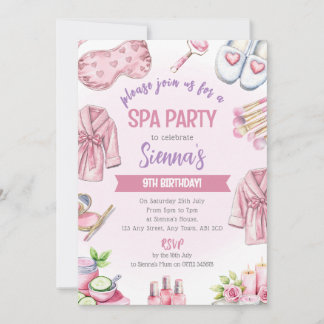 Soft Pink Spa Party Invitation - Relax & Pamper Inbjudningar