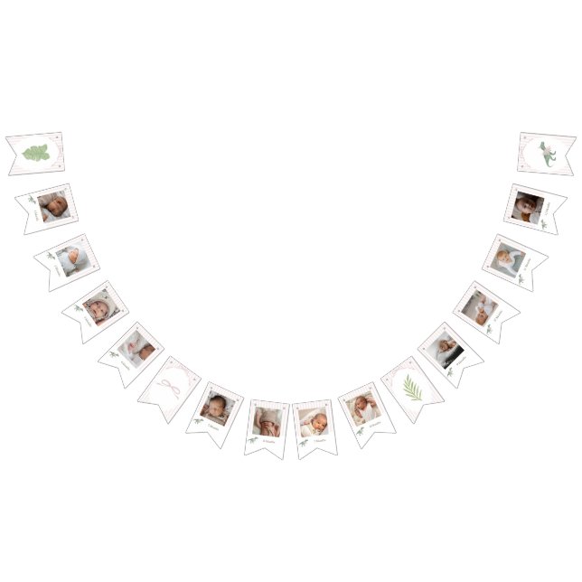 Soft Pink T Rex Tutu Girl Birthday Photo Banner Vimplar (Alla)