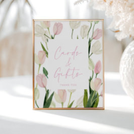 Soft Pink Tulip Bridal Shower Cards and Gifts Poster