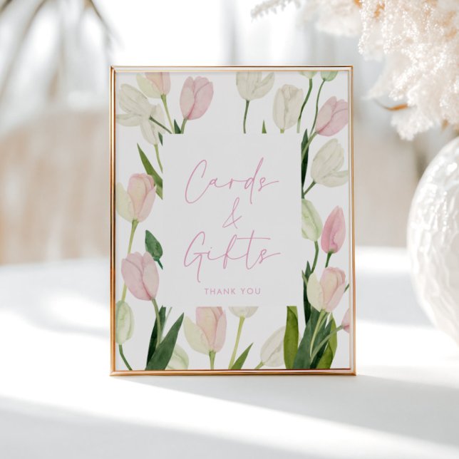 Soft Pink Tulip Bridal Shower Cards and Gifts Poster (Skapare uppladdad)