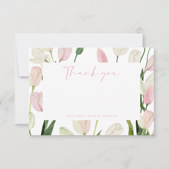 Soft Pink Tulip Bridal Shower Tack Kort (Framsida)