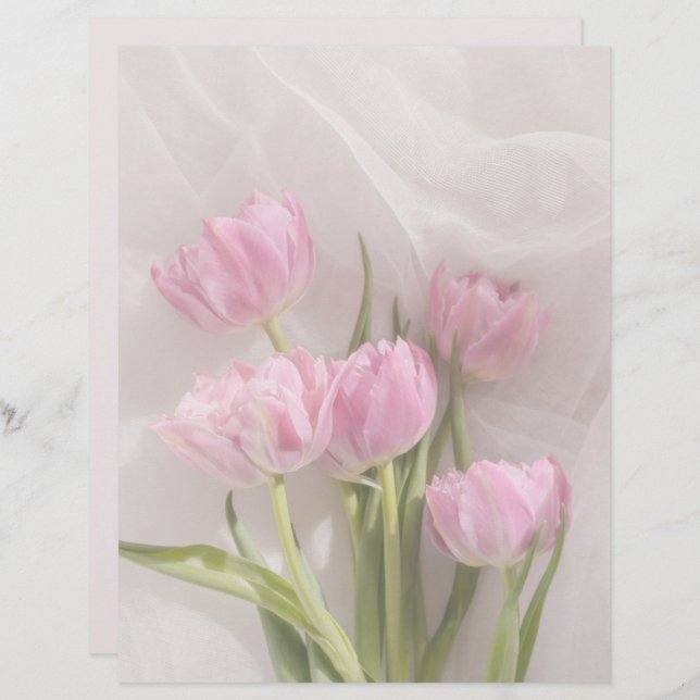 Soft pink tulips scrapbook paper (Fram/baksida)