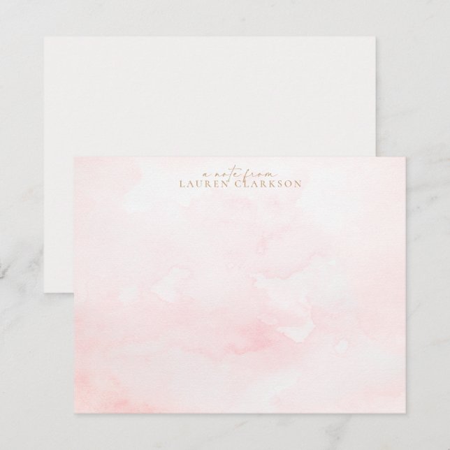 Soft Pink Watercolor Wash Note Card Inbjudningar (Fram/baksida)