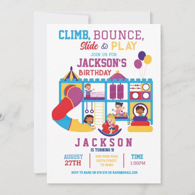 Soft Play Bouni Födelsedagsfest inbjudan (Framsida)