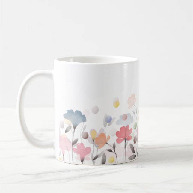 Soft Pretty Watercolor Art Flowers Kaffemugg (Vänster)