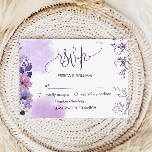 Soft Purple Floral RSVP Card OSA Kort (Skapare uppladdad)