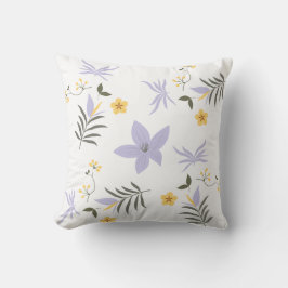 Soft Purple & Yellow Floral Throw Pillow Kudde