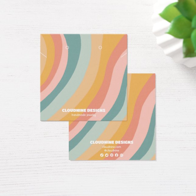 Soft Rainbow Earring Necklace Jewelry Visning Card Fyrkantigt Visitkort (Skivbord)