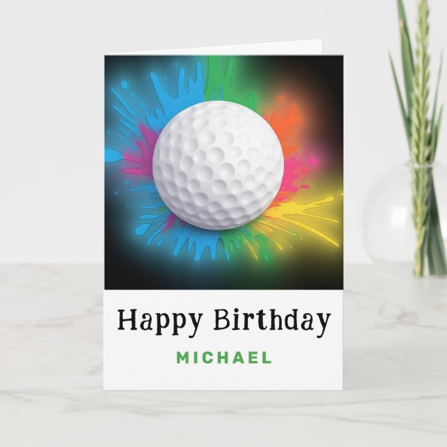 *~* Soft Rainbow Golf Boll AP94 Birthday Card Tack Kort (Framsida)