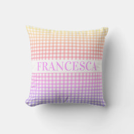 Soft Rainbow Gradient Gingham Personlig Kudde
