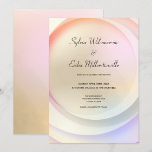 Soft Rainbow Pastel Circular Bröllop Inbjudningar