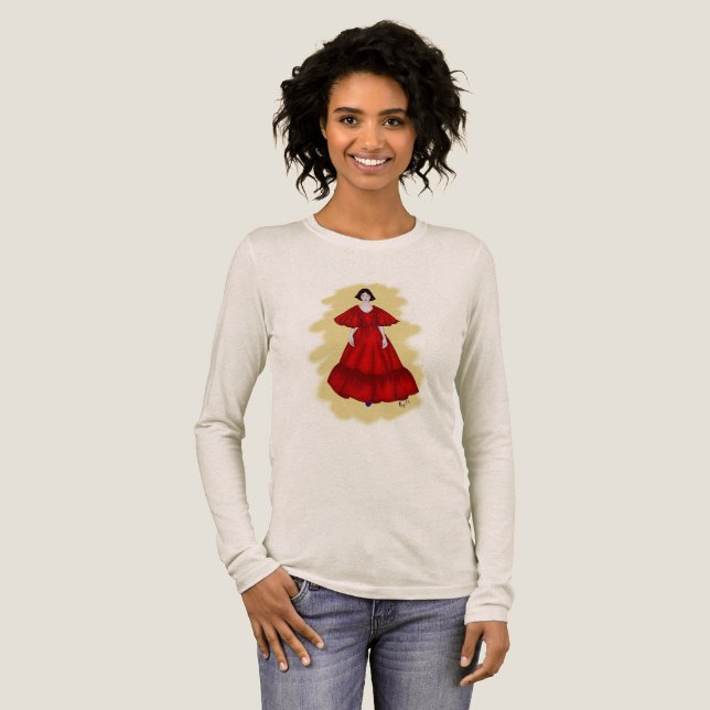 Soft Red Dress and Flowing Fashion Vibes T Shirt (Hel framsida)