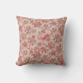 Soft Red och Ecru Blommigt Dekorativ kudde