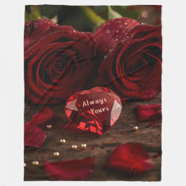 Soft Red Rose Cozy Romantic Valentine Plush  Fleecefilt