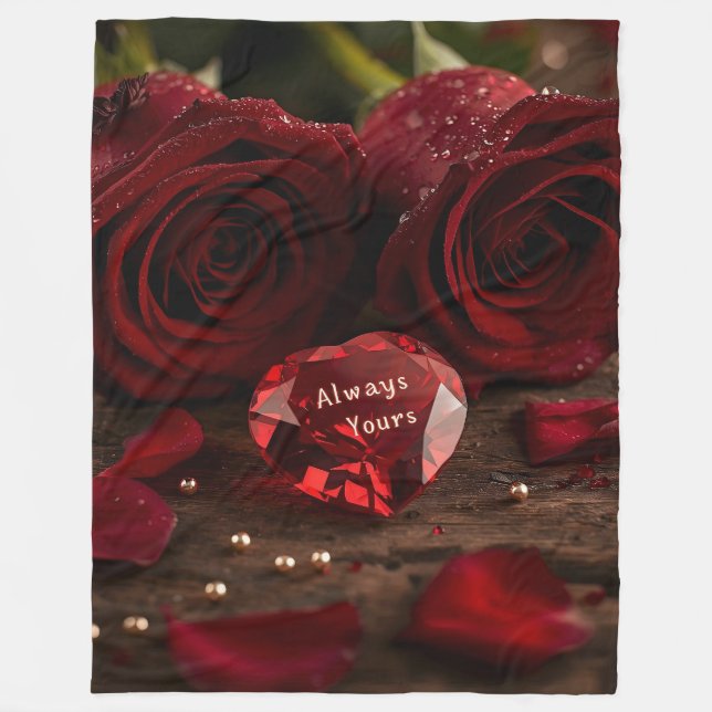 Soft Red Rose Cozy Romantic Valentine Plush  Fleecefilt (Framsidan)