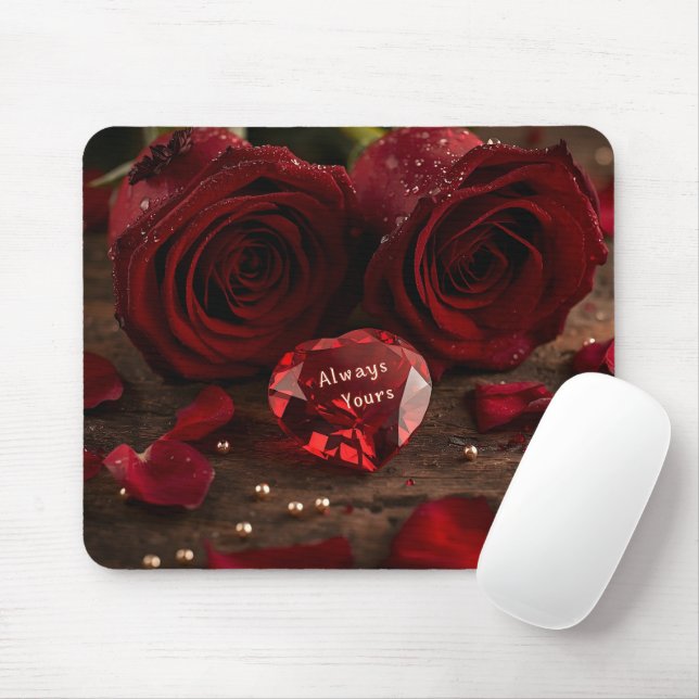 Soft Red Rose Romantic Valentine Office Mousepad Musmatta (Med mus)
