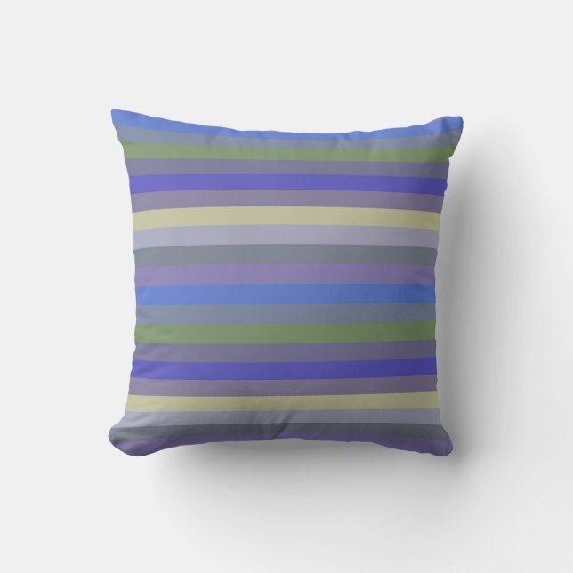 Soft Retro Rainbow Horizontal Stripes Kudde (Framsida)