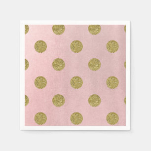 Soft Ro Rosa Guld Glitter Glam Polka dots Party Pappersservett
