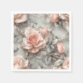 Soft Romantic Pearl and Lace Botanical Pappersservett