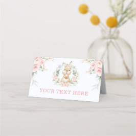 Soft Rosa Blommigt Bunny Rabbit Flicka Food Tält Placeringskort