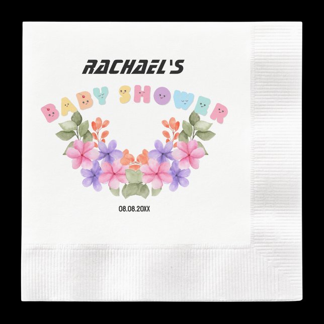 Soft Rosa Blommigt Girl Baby Shower Pappersservett (Skapare uppladdad)