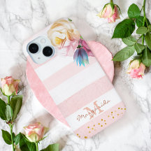 Soft Rosa Blommigt Girl Monogram