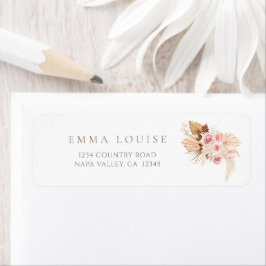 Soft Rosa Boho Pampas Grass Address Label Returadress Etikett