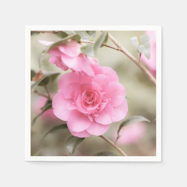 Soft Rosa Camellia Flower Pappersservett (Framsidan)