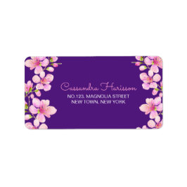 Soft Rosa Cherry Blommar Sakura Lila Birthday Adressetikett