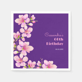 Soft Rosa Cherry Blommar Sakura Lila Birthday Pappersservett