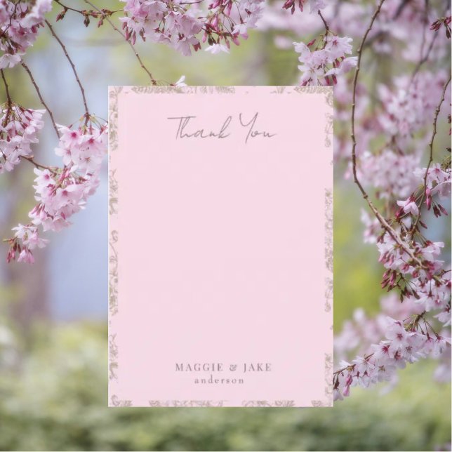 Soft Rosa Chinoiserie Elegant bröllop Tack (Skapare uppladdad)