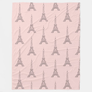 Soft Rosa Eiffel Torn Blanket Gift Fleecefilt