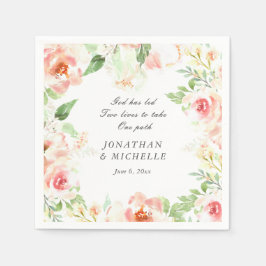 Soft Rosa Flowers Greenery Inspirational Bröllop Pappersservett